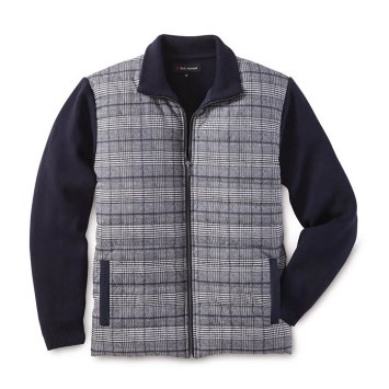Strickjacke im Materialmix