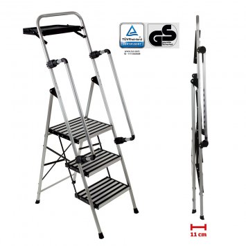 Stahl-Sicherheitsleiter 3-stufig (Stahlkonstruktion, Gewicht ca. 8,5 kg)