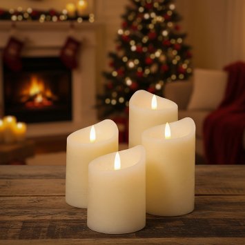LED-Echtwachskerzen im 4er Set