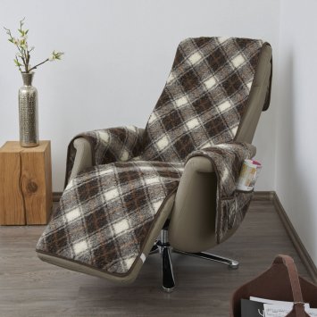 Schurwoll-Sesselschoner mit Fußteil