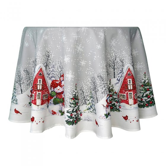 Runddecke mit Schneemannfamilie 