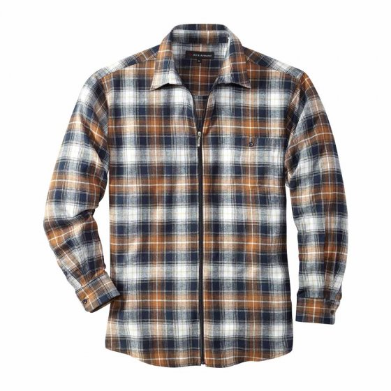 Flanellhemd mit Reißverschluss im Set 3XL (47/48) | Braun#Grün