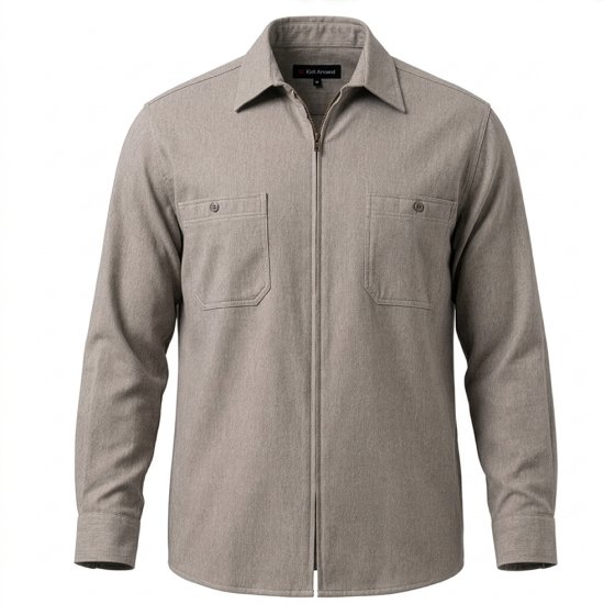 Flanellhemd mit Ganzreißverschluss 3XL (47/48) | Taupe