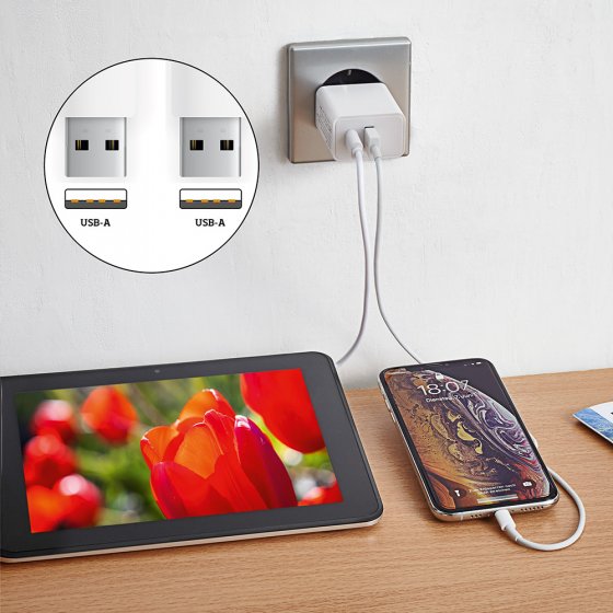 Duo-USB-Steckdosenadapter 