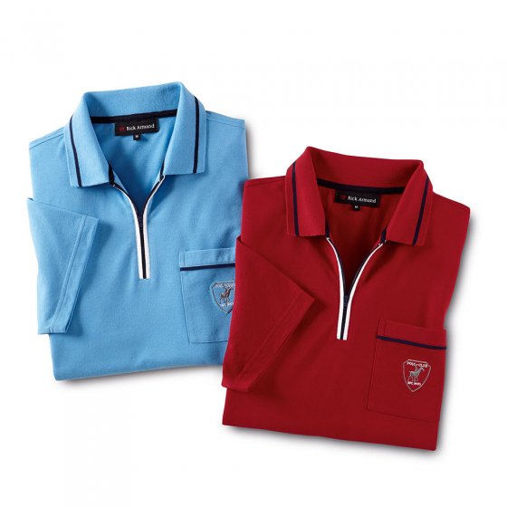 Komfort Piquéshirt, SET 3XL | Rot#Hellblau