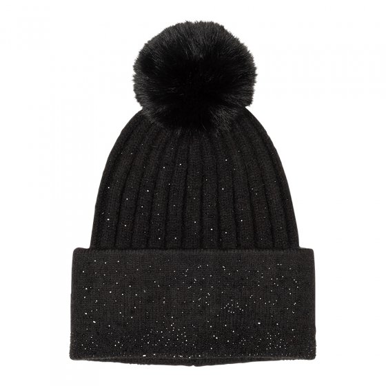 Strickmütze mit Glitzer Schwarz