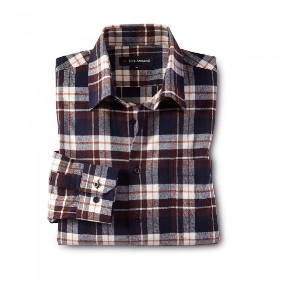 Baumwoll-Flanellhemd, SET L | Braun#Grün