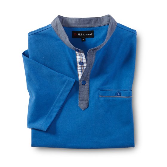 Piqué-Poloshirt mit Stehkragen 
