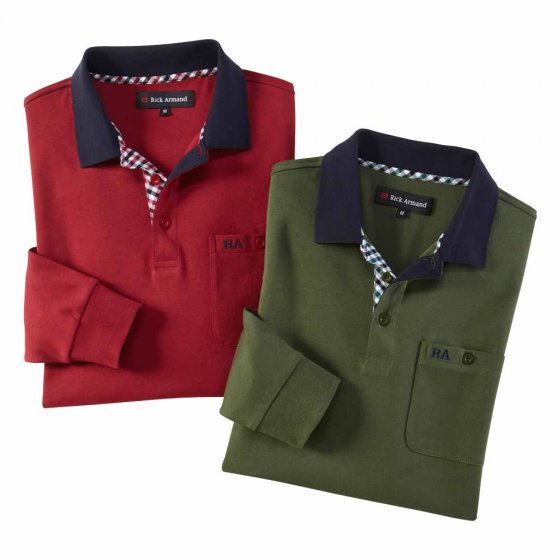 Sportives Interlock-Shirt im Set 3XL (64/66) | Dunkelrot#Dunkelgrün