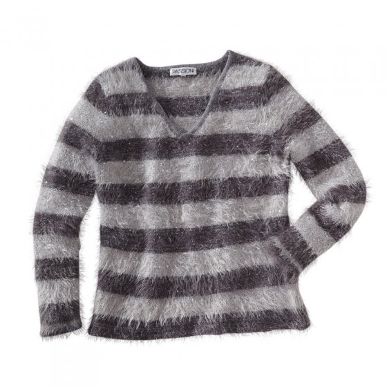 Pullover mit Pailletten-Federgarn 