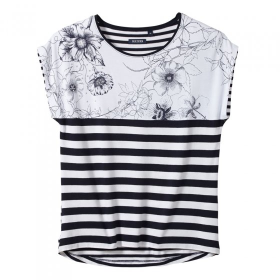 Ringel-Shirt mit Blütenpasse 