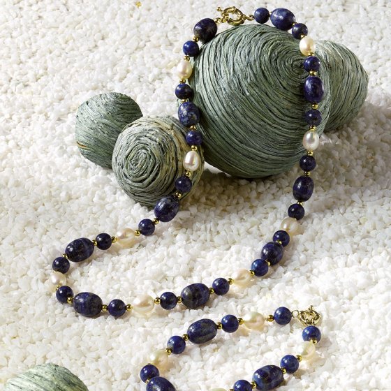 Lapislazuli-Zuchtperlen-Schmuck Kette 