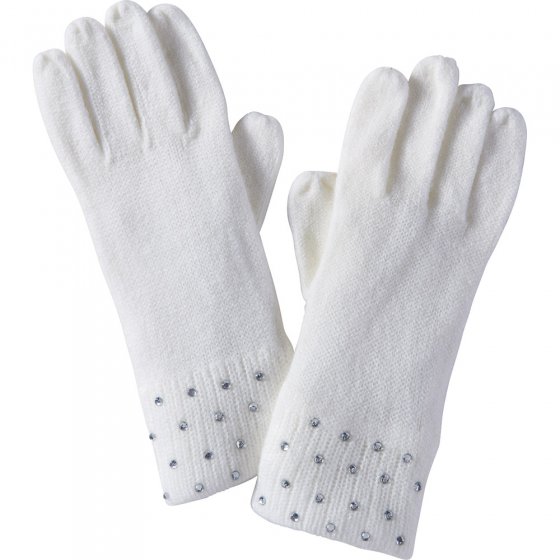 Strickhandschuhe mit Glitzersteinen | Schwarz
