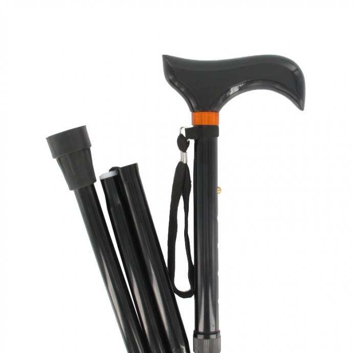 Zusammenfaltbarer Gehstock "Derby" in schwarz