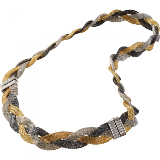 Tricolor-Flechtschmuck, Set Armband + Collier 
