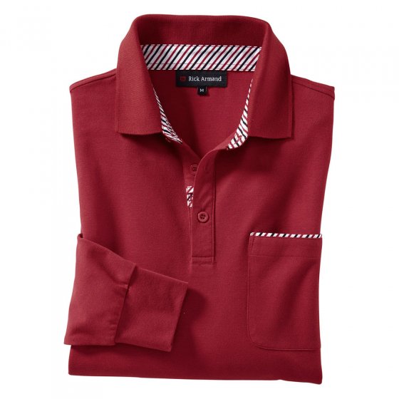 Langarm Poloshirt, rot L | Rot