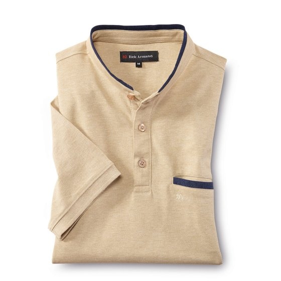 Piquéshirt mit Mao-Kragen 