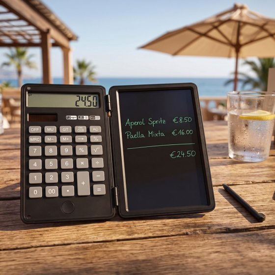 Elektronische Schreibtafel mit Taschenrechner 