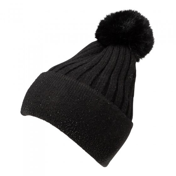 Strickmütze mit Glitzer Schwarz