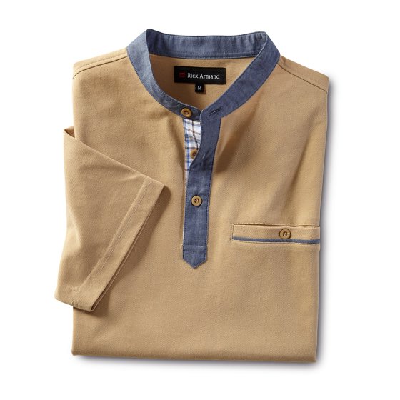 Piqué-Poloshirt mit Stehkragen 