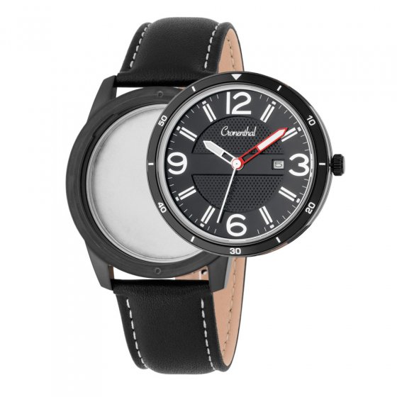 Uhr mit Geheimfach für Medizin, schwarz Schwarz