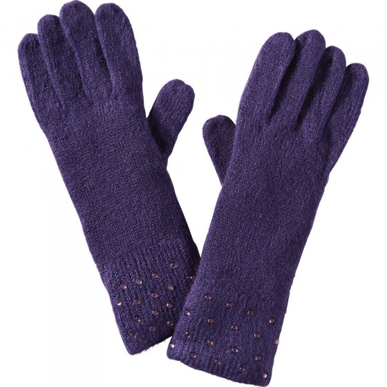 Strickhandschuhe mit Glitzersteinen | Schwarz