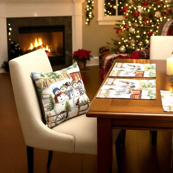 Gobelin Kissenhülle Schneemann 