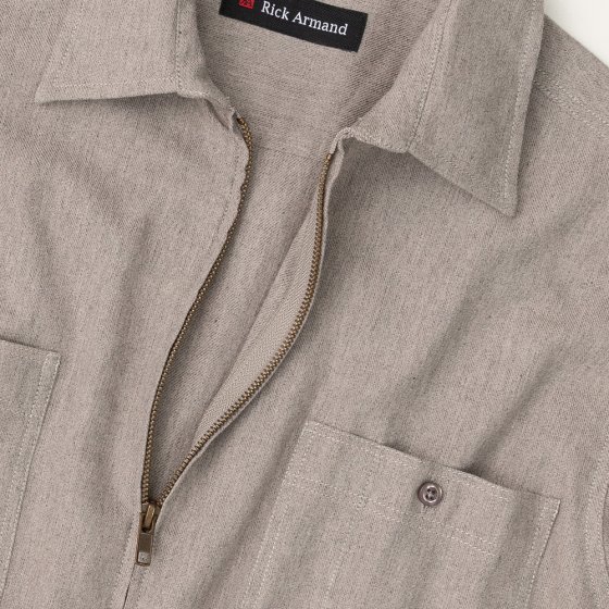 Flanellhemd mit Ganzreißverschluss 3XL (47/48) | Taupe