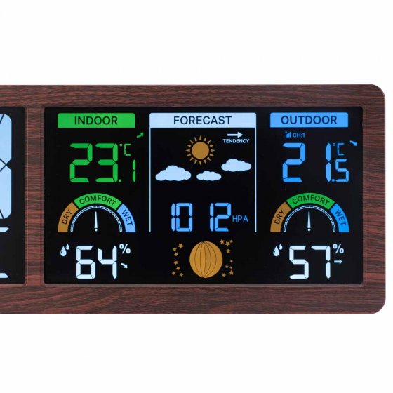 Digitale Wetterstation mit Funkuhr „Holz“ 