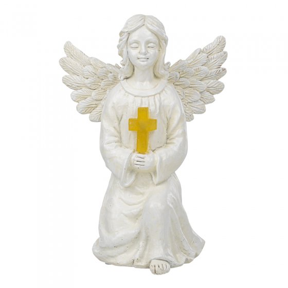 Solarengel mit leuchtendem Kreuz