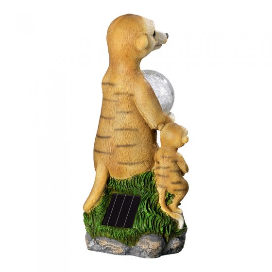 Erdmännchen mit Kind und Glaskugel