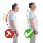 Vergleich zwischen einer ungesunden Körperhaltung und einer gesunden Körperhaltung (mit angelegtem Stützgürtel)