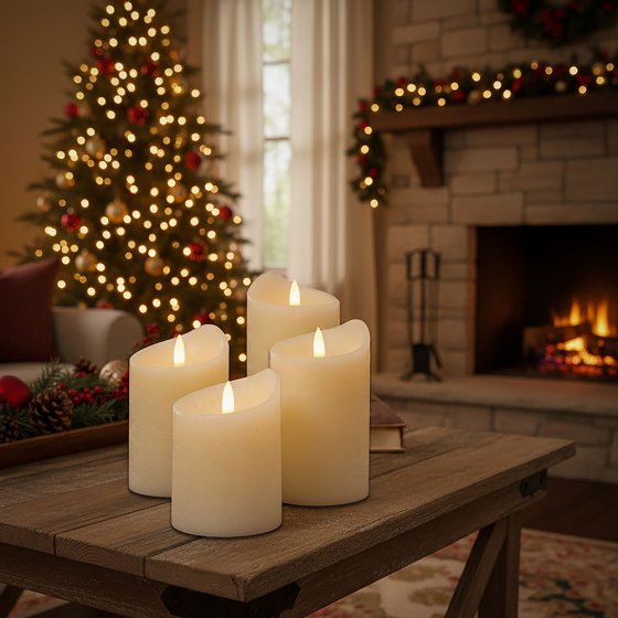 LED-Echtwachskerzen im 4er Set  