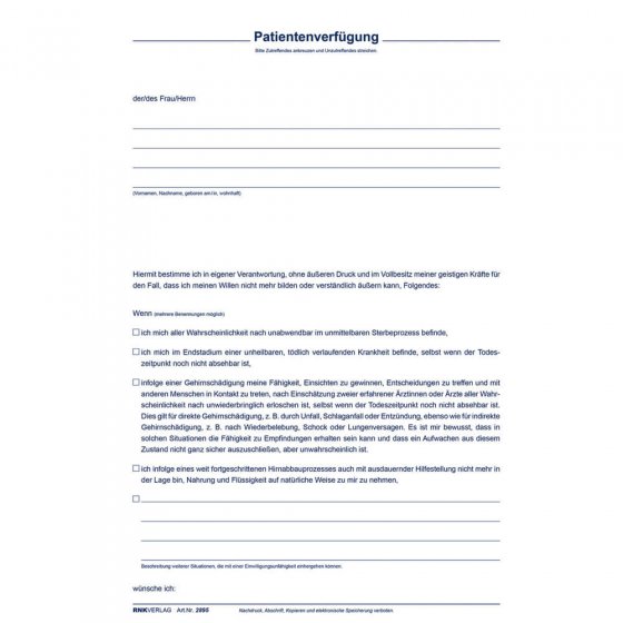 Mappe „Meine Patientenverfügung” 