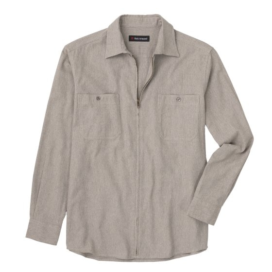 Flanellhemd mit Ganzreißverschluss 3XL (47/48) | Taupe