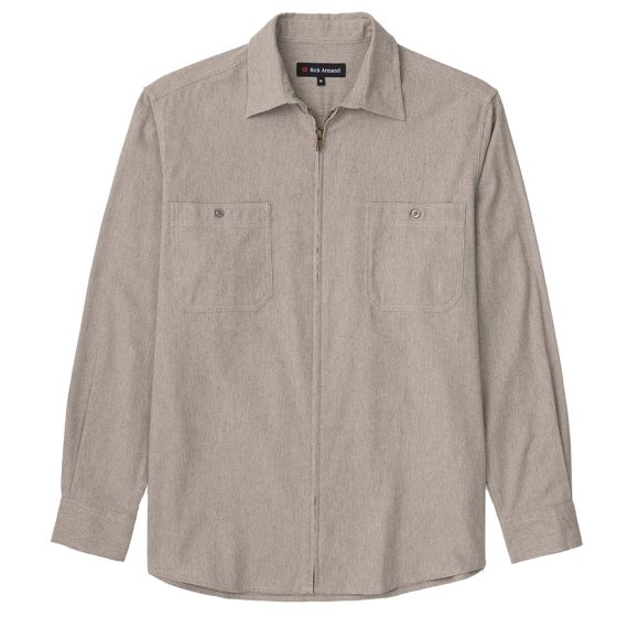 Flanellhemd mit Ganzreißverschluss 3XL (47/48) | Taupe