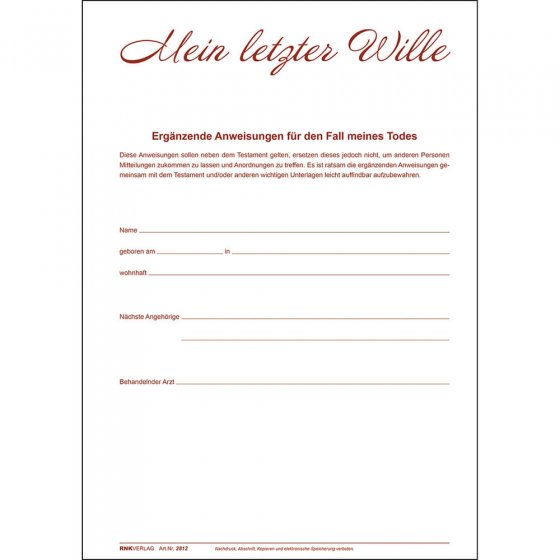 Mappe „Mein letzter Wille”