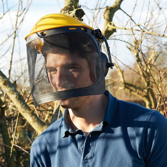 Gesichts- und Gehörschutz mit Klappvisier